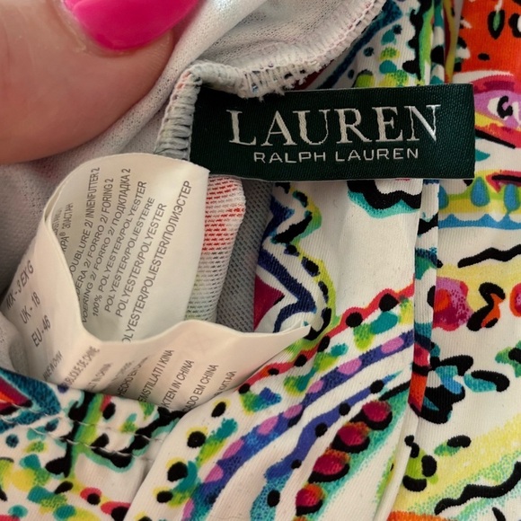 Lauren Ralph Lauren Paisley Halter One Piece Swimsuit Women’s Size 14 Beachy - Picture 7 of 10